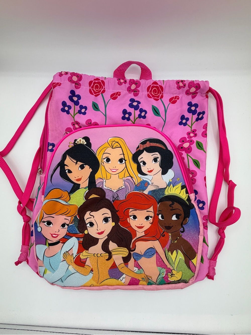 Disney Princesses drawstring, backpack, cinch, sack, pink